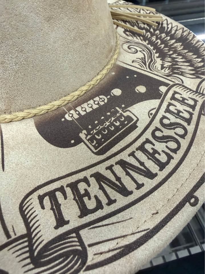 Nashville Music City Engraved Wide Brim Hat | Tennessee Country Music Western Hat