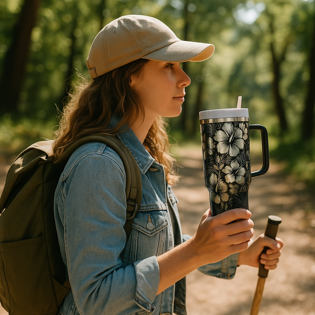 Hibiscus 40 Tumbler with Handle