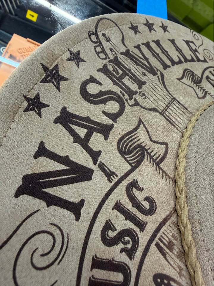 Nashville Music City Engraved Wide Brim Hat | Tennessee Country Music Western Hat