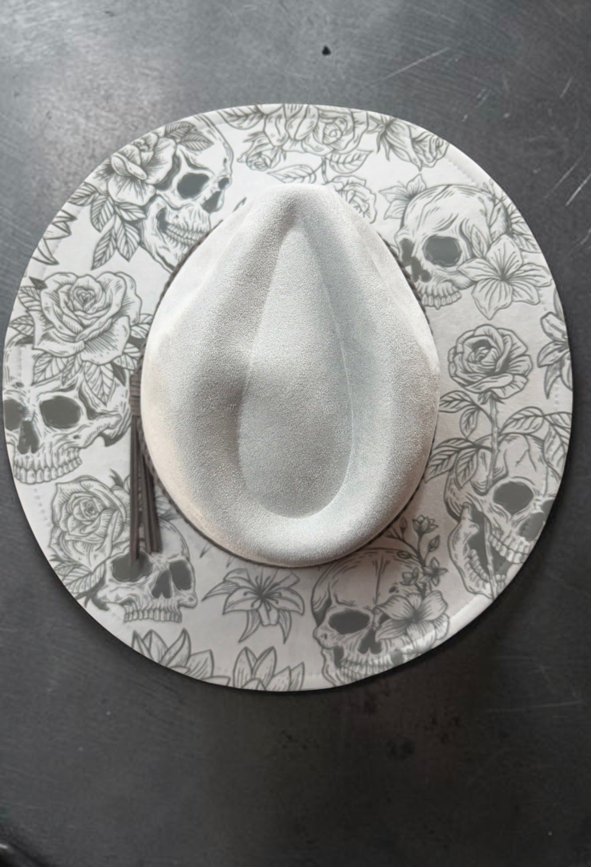 Skull & Rose Wide Brim Hat | Laser Engraved Gothic Floral Hat