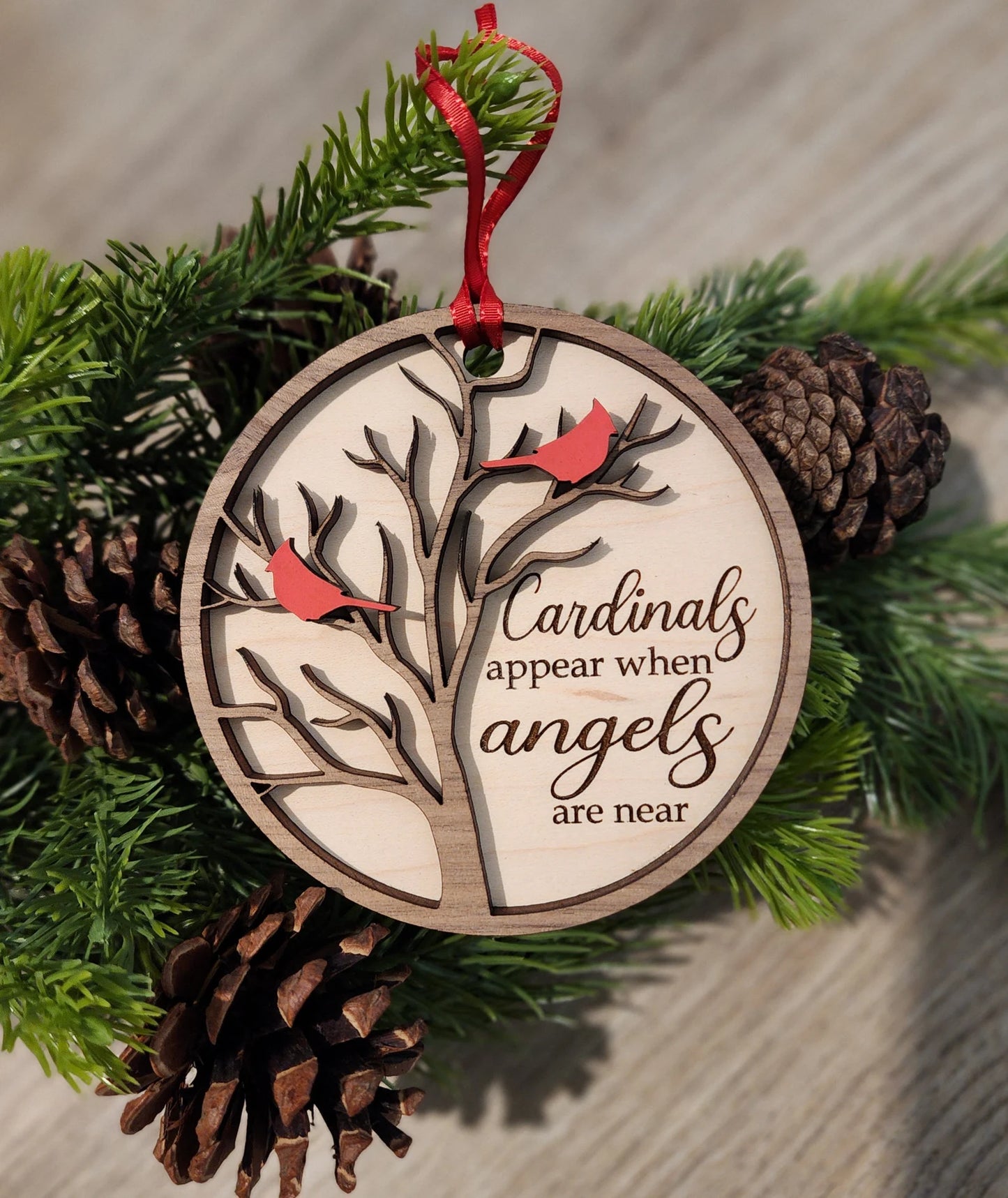 Cardinals appear when angels are near ornament