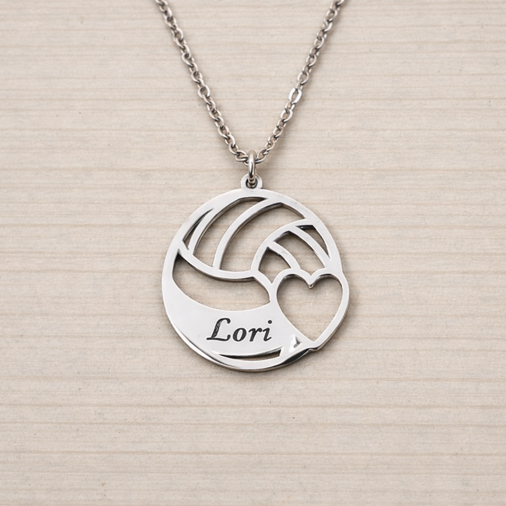 Personalized volleyball necklace set