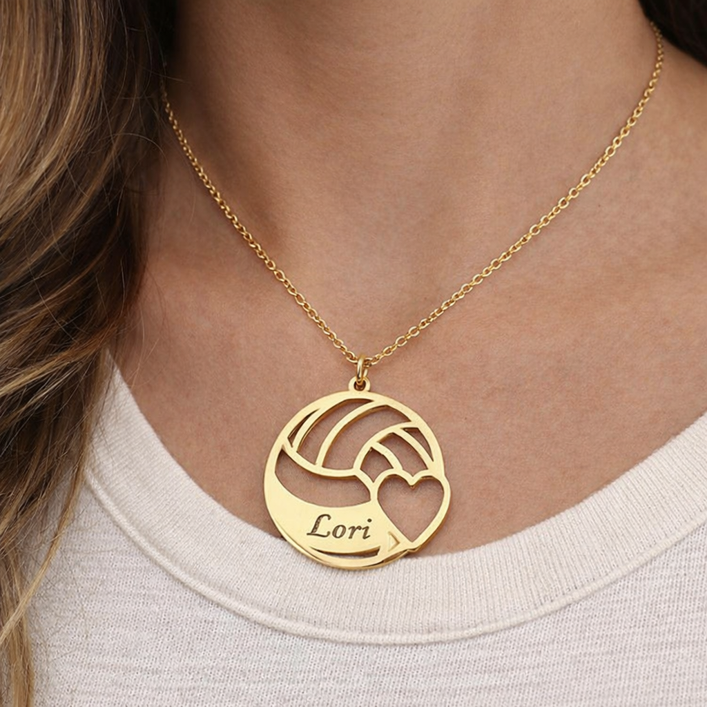 Personalized volleyball necklace set